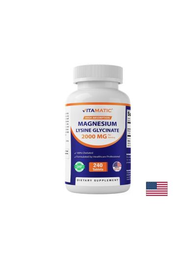 Магнезий хелат ( глицинат и лизинат )100 мг х 240 таблетки VITAMATIC | Magnesium