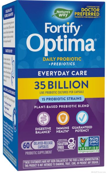 Fortify™ Optima® Ежедневен пробиотик + пребиотик 35 милиарда CFU х 60 капсули Nature’s Way