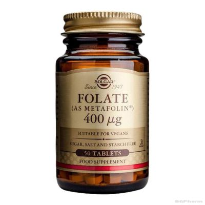 ФОЛАТ ( метафолин, метилфолат, фолиева киселина ) 400мкг х 50 тбл СОЛГАР | FOLATE 400mcg (as metafolin) SOLGAR 