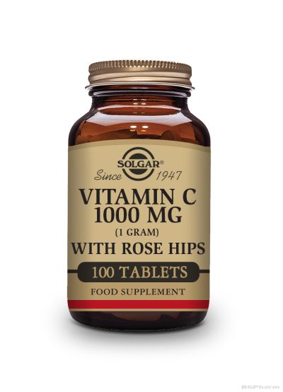 ВИТАМИН Ц 1000мг + екстракт от шипка х 100 таблетки СОЛГАР | VITAMIN C SOLGAR