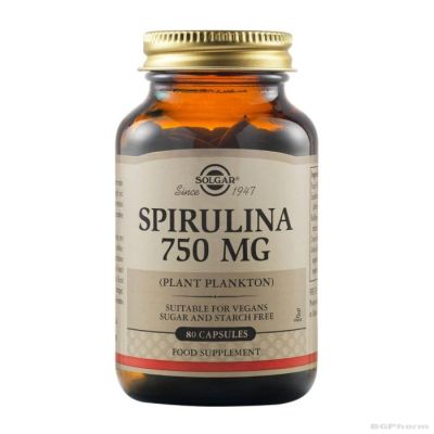 СПИРУЛИНА 750мг 80 капсули СОЛГАР | SPIRULINA SOLGAR
