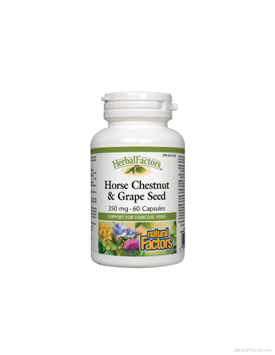 Див кестен и гроздово семе х 60 капсули Natural Factors | Horse Chestnut, Grape Seed
