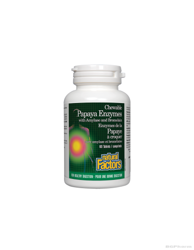 Папая ензими + амилаза и бромелаин x 60 дъвчащи таблетки Natural Factors