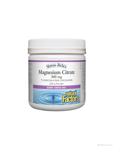 Магнезий цитрат на прах 250 гр / 75 дози Natural Factors | Stress-Relax® Magnesium Citrate