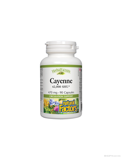 Лют червен пипер 470мг х 90 капсули Natural Factors | Cayenne 42 000 SHU