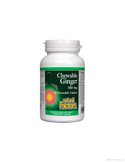 Джинджифил 500мг х 90 дъвчащи таблетки Natural Factors | Ginger Chewable