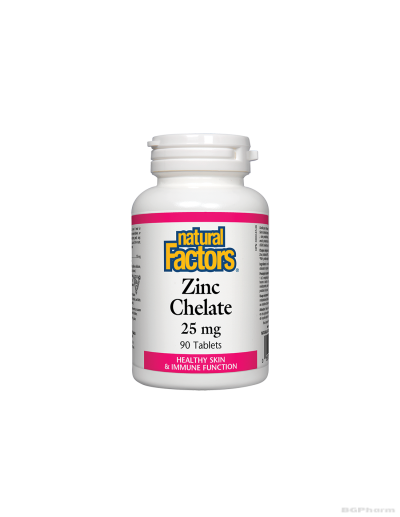 Цинк (хелатиран) 25мг х 90 таблетки Natural Factors | Zinc Chelate