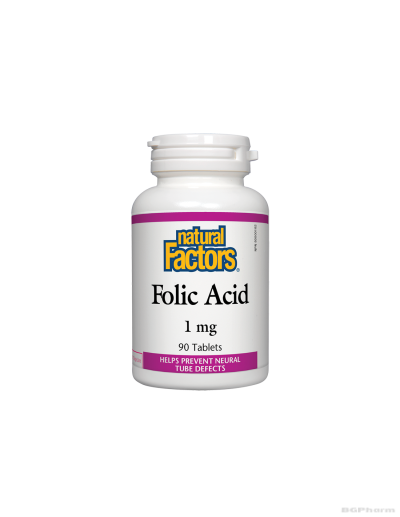 Фолиева киселина 1мг х 90 таблетки Natural Factors | Folic Acid