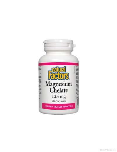 Магнезий (хелатиран) 125мг х 90 капсули Natural Factors | Magnesium Chelate
