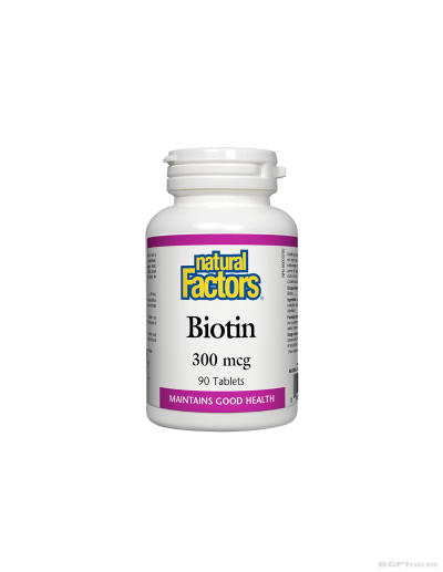 Биотин (Витамин Б7) 300мгк x 90 таблетки Natural Factors | Biotin