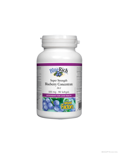 BlueRich® Синя боровинка супер концентрат 500мг х 90 капсули Natural Factors