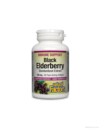 Черен бъз екстракт 100мг х 60 капсули Natural Factors | Black Elderberry Standardized Extract