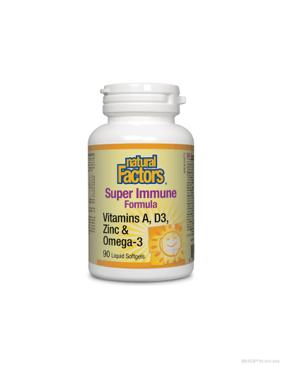 Имунитет: Витамин А, Д3,цинк и омега 3 х 90 капсули Natural Factors | Super Immune Formula