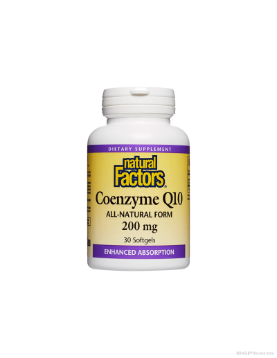Коензим Q10 200мг х 30 капсули Natural Factors | Coenzyme Q10 All-Natural Form 