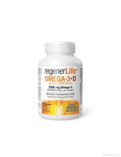 RegenerLife™ Омега 3 + Витамин Д3 500 IU х 90 капсули Natural Factors