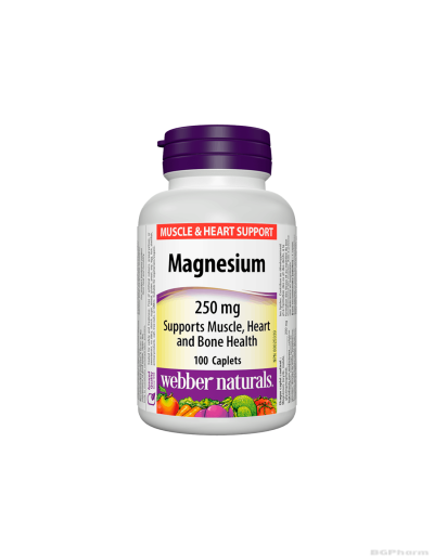 Магнезий 250мг x 100 каплети Webber Naturals | Magnesium