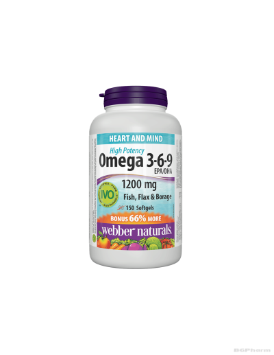 Омега 3-6-9 есенциални мастни киселини 1200мг х 150 капсули Webber Naturals