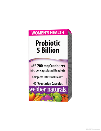 Пробиотик за жени 5 щама, 5 млрд. + Червена боровинка х 45 капсули Webber Naturals