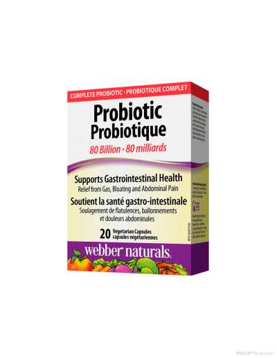Пробиотик 80 млрд. активни пробиотици х 20 капсули Webber Naturals | Probiotic 80 billion