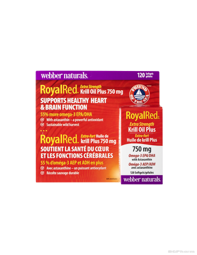 RoyalRed Масло от крил + Омeга-3 и астаксантин х 120 капсули Webber Naturals