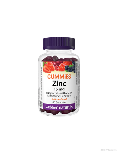 Цинк (глюконат) 15мг х 60 желирани таблетки Webber Naturals | Zinc Gummies