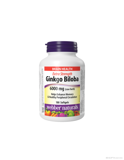 Гинко билоба екстракт 120мг x 180 капсули Webber Naturals | Ginkgo for memory