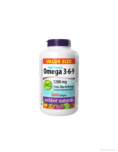 Омега 3-6-9 Есенциални мастни киселини 1200мг х 280 капсули Webber Naturals