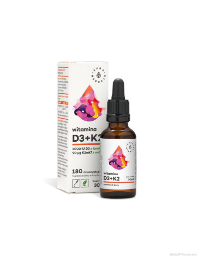 Витамин Д3 + К2 х 30мл капки Aura Herbals (кости, стави, зъби)