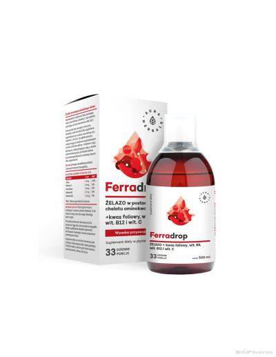 Желязо + фолиева киселина + витамини Ц, Б6, Б12 х 500мл сироп Aura Herbals (енергия, кръвотворене)
