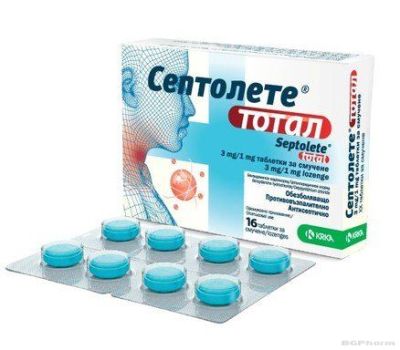 СЕПТОЛЕТЕ ТОТАЛ х 16 таблетки за смучене KRKA | SEPTOLETE TOTAL