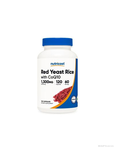 Червен ориз ( мая ) + Коензим Q10 х 120 капсули при висок холестерол Nutricost | Red Rice Yeast + CoQ10