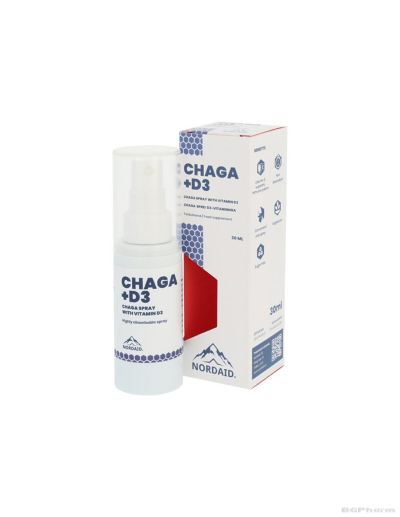 Чага + Витамин Д3 спрей х 30 ml / 200 впръсквания Nordaid | Chaga mushroom + D3