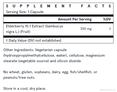 Бъз екстракт 350 мг х 60 капсули ДЖАРОУ | Jarrow Formulas Elderberry 15:1 Extract