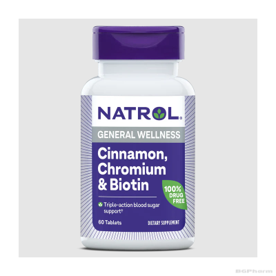 Натрол Канела, хром + биотин х 60 таблетки | Natrol Cinnamon Chromium & Biotin