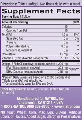 Натрол Омега 3 Екстрийм 1200 мг х 60 капсули | Natrol Extreme Omega 2400mg