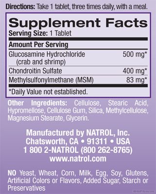 Натрол Глюкозамин, Хондроитин + МСМ 983 мг х 90 таблетки | Natrol Glucosamine Chondroitin MSM