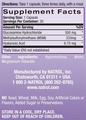 Натрол Глюкозамин, хиалуроновата киселина и МСМ | Natrol Glucosamine, Hyaluronic Acid & MSM