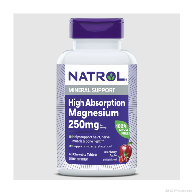 Натрол Магнезий с високо усвояване х 60 дъвчащи таблетки | Natrol Magnesium High Absorption