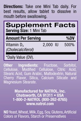 Натрол Витамин Д3 2000 IU х 90 разтворими таблетки | Natrol Vitamin D3 Fast Dissolve