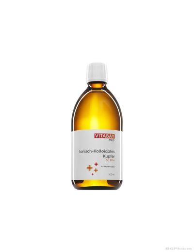 Колоидна мед 50 PPM силно концентрирана (степен на чистота 99,99%) х 500 мл Vitabay | MED Kolloidales Kupfer